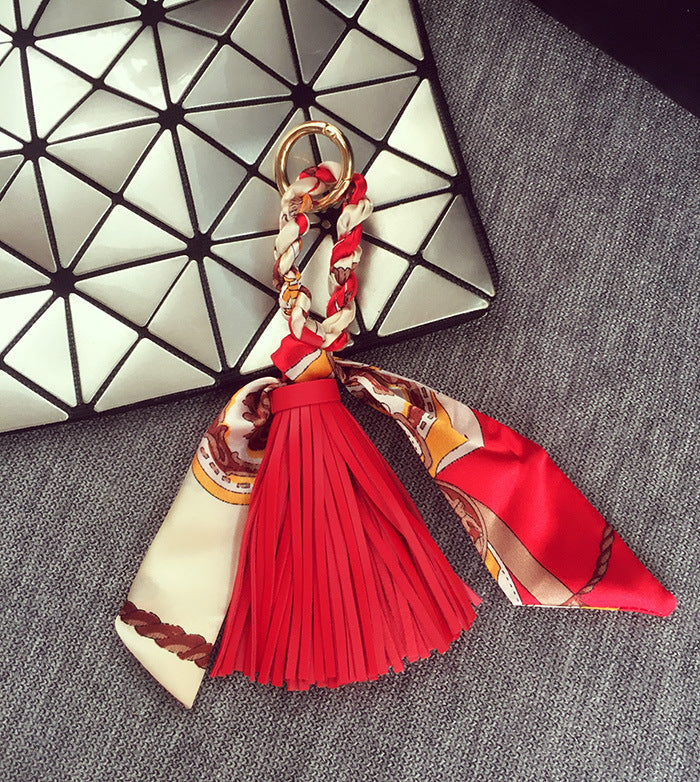Wholesale Spring and Summer Leather Scarf Tassel Pendant Keychain